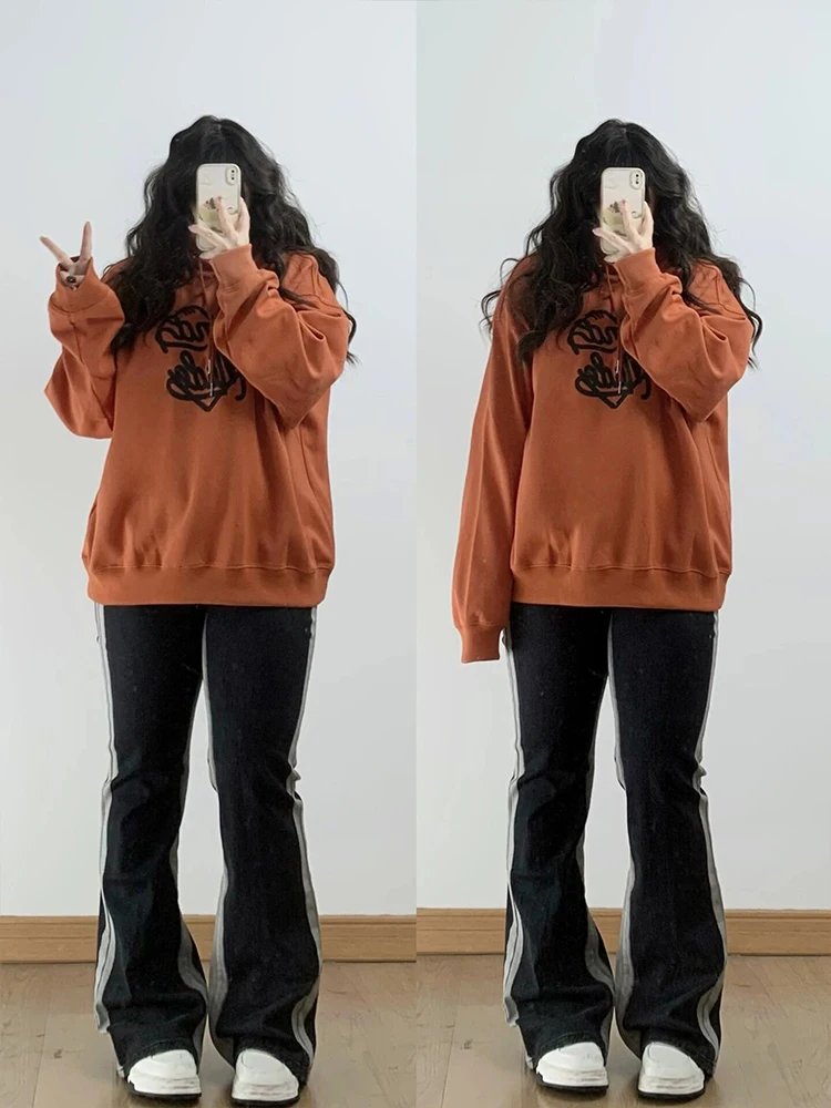 

Джинсы прямого кроя больших размеров 300 Pou Bla, женские, с высокой талией, утягивающие, широкие брюки, весенняя мода, корейский стиль, хлопок