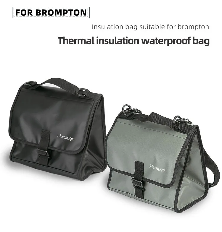 Heasygo 2505 Fahrrad-Lenkertasche mit Schnellverschluss für Brompton Vorderrohrkorb, Isoliertasche, Rahmenmontage mit Schweinenasenverschluss – Detail 2