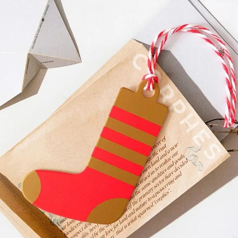 50pcs Christmas Gift Hang Tags Tree Star Sock Pattern Hanging Name Labels