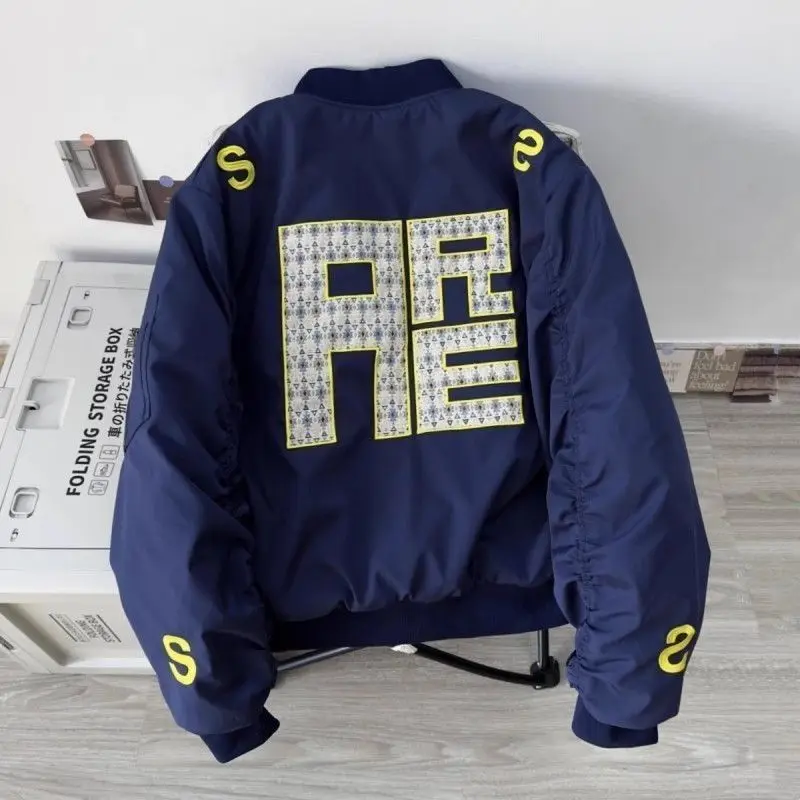 

Baseball jersey thickened men's loose and versatile casual flight cotton jacket tide