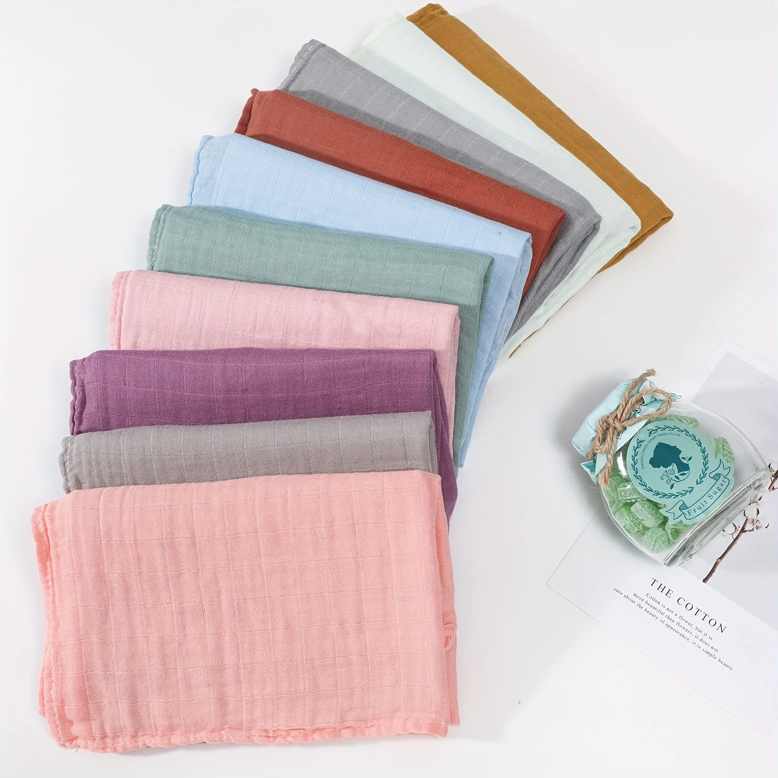 Five Cartons for Four Seasons Boys and Girls Bamboo Fiber Gauze Bib Blanket Soft Skin Pure Color Square Towel 60*60cm