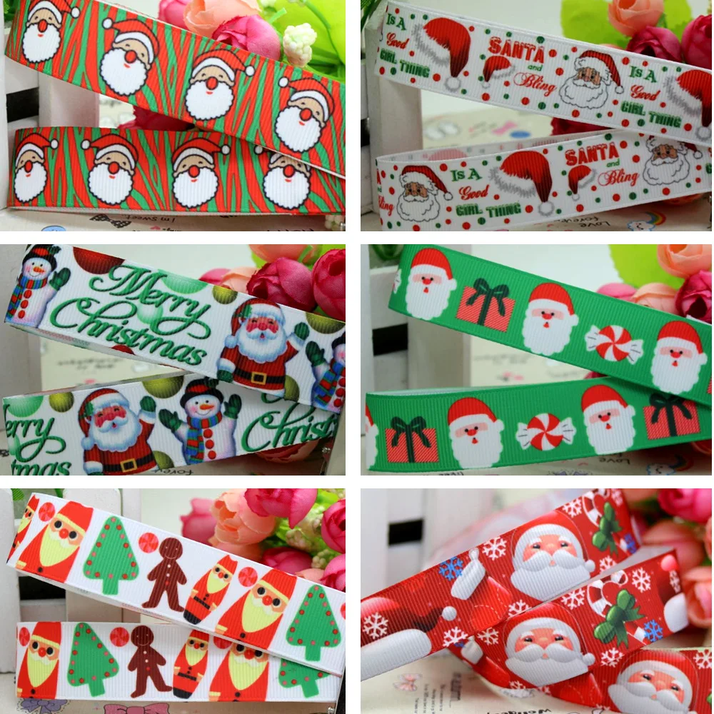 

DHK Рождественская лента с принтом Санта-Клауса, материал головных уборов, украшение для вечеринки, шитье своими руками, ремесло S362