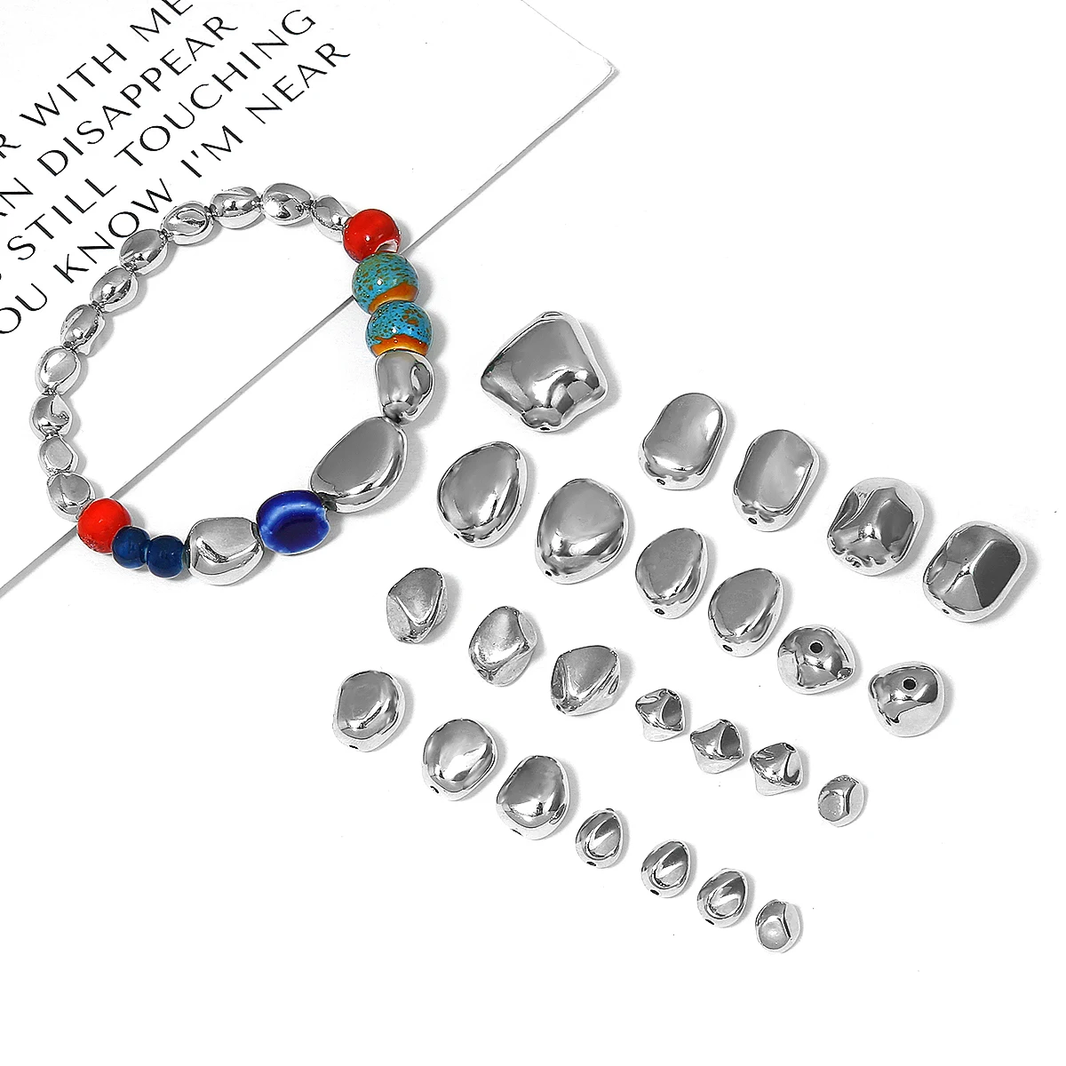 

10-50pcs/Lot Silver Rhodium Plated Different Shapes CCB Loose Beads for DIY Jewelry Making Necklace Bracelet Accessories