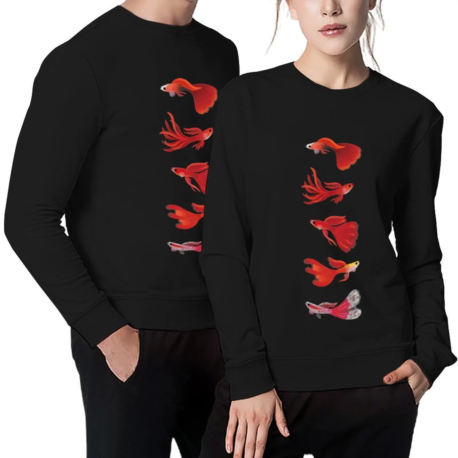 

Red guppy Pullover japanese style korean autumn clothes aesthetic clothing men's clothing men sweatshirt