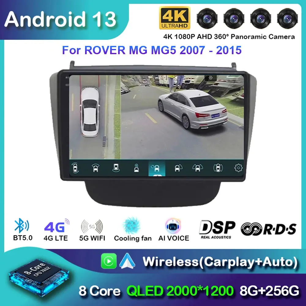 

Автомобильное радио Android 13 Carplay для ROVER MG MG5 2007-2015 DVD-процессор GPS Мультимедийный плеер Навигация HDR QLED Экран без 2din