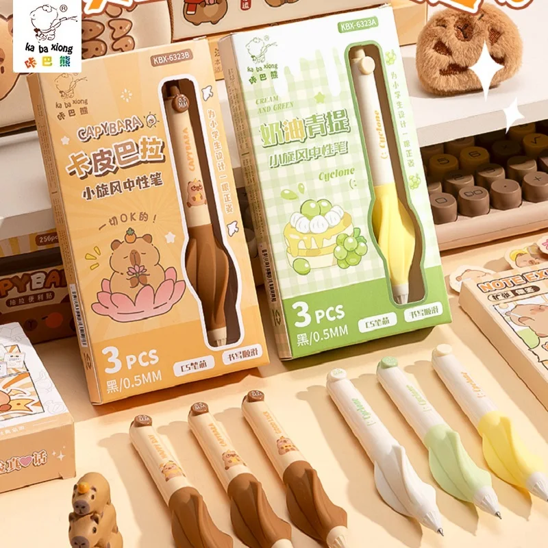 

3-Pack Ergonomic Gel Pen Set,Comfort Grip Decompression 0.5mm Black Ink Pen Quick-Dry&Smudge-Proof Kawaii Aesthetic stationery