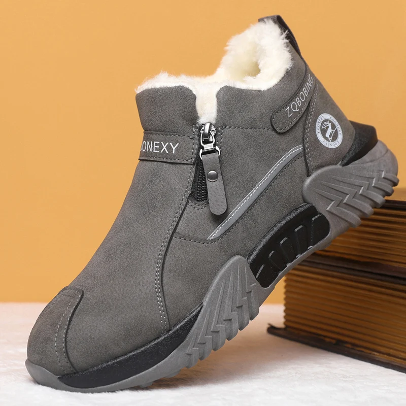 Men's Fleece-Lined Warm Casual Sports Shoes, Men's Boots Winter Snow Boots, Fleece-Lined, Anti-Slip and Durable, Insulated Cotto