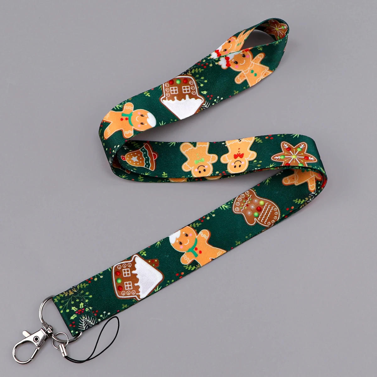 Cute Christmas Gingerbread Man Lanyards for Keys ID Card Gym Phone Straps USB Badge Holder Neck Straps Anti-lost Lanyard