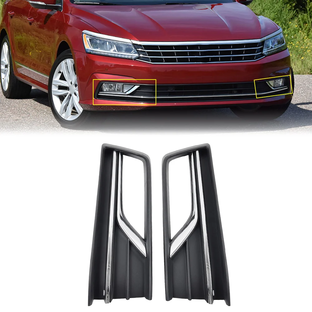 1Pair Car Front Bumper Lower Side Trim Fog Light Cover Decoration 561854661M For VW Passat 2016-2019 base model US Version Only