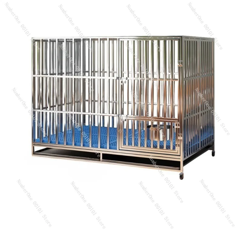 Large Size Stainless Steel Heavy Duty Dog Crate Foldable Thickened Kennel Cage for German Shepherd Belgian Malinois Medium Large