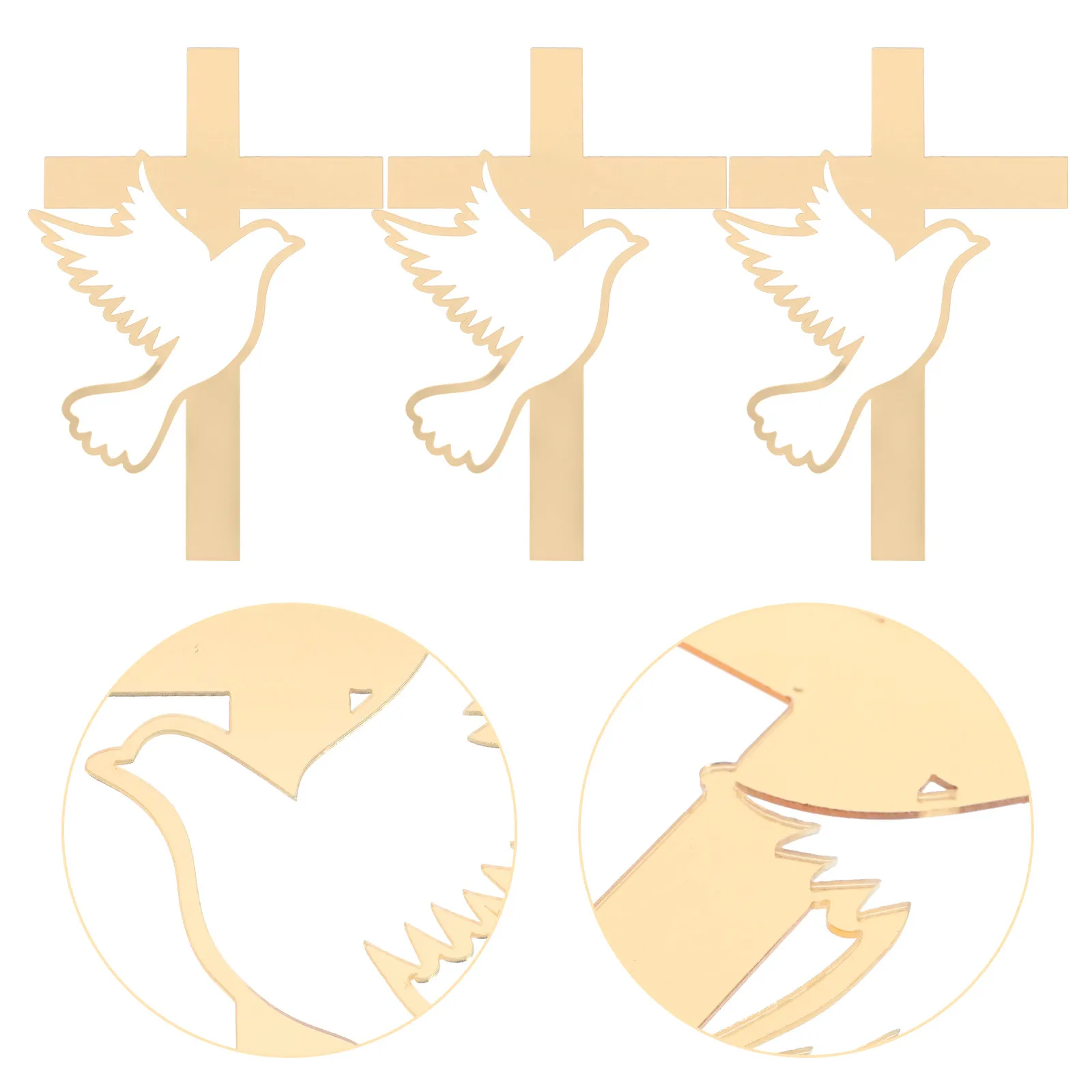 6Pcs Dove Cross Cake Inserts Baptism Cake Topper Reusable Plastic Decorations for First Communion Religious Party Supplies