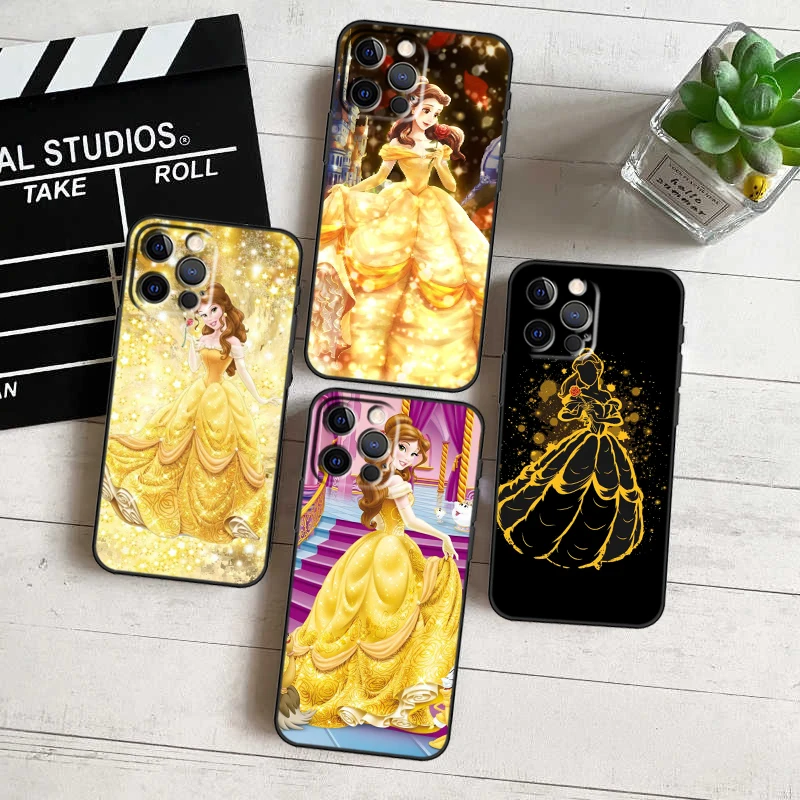 

Disney Belle Princess For Apple iPhone 15 14 13 12 11 Pro Max Mini XS Max X XR 7 8 6 Plus Black Phone Case