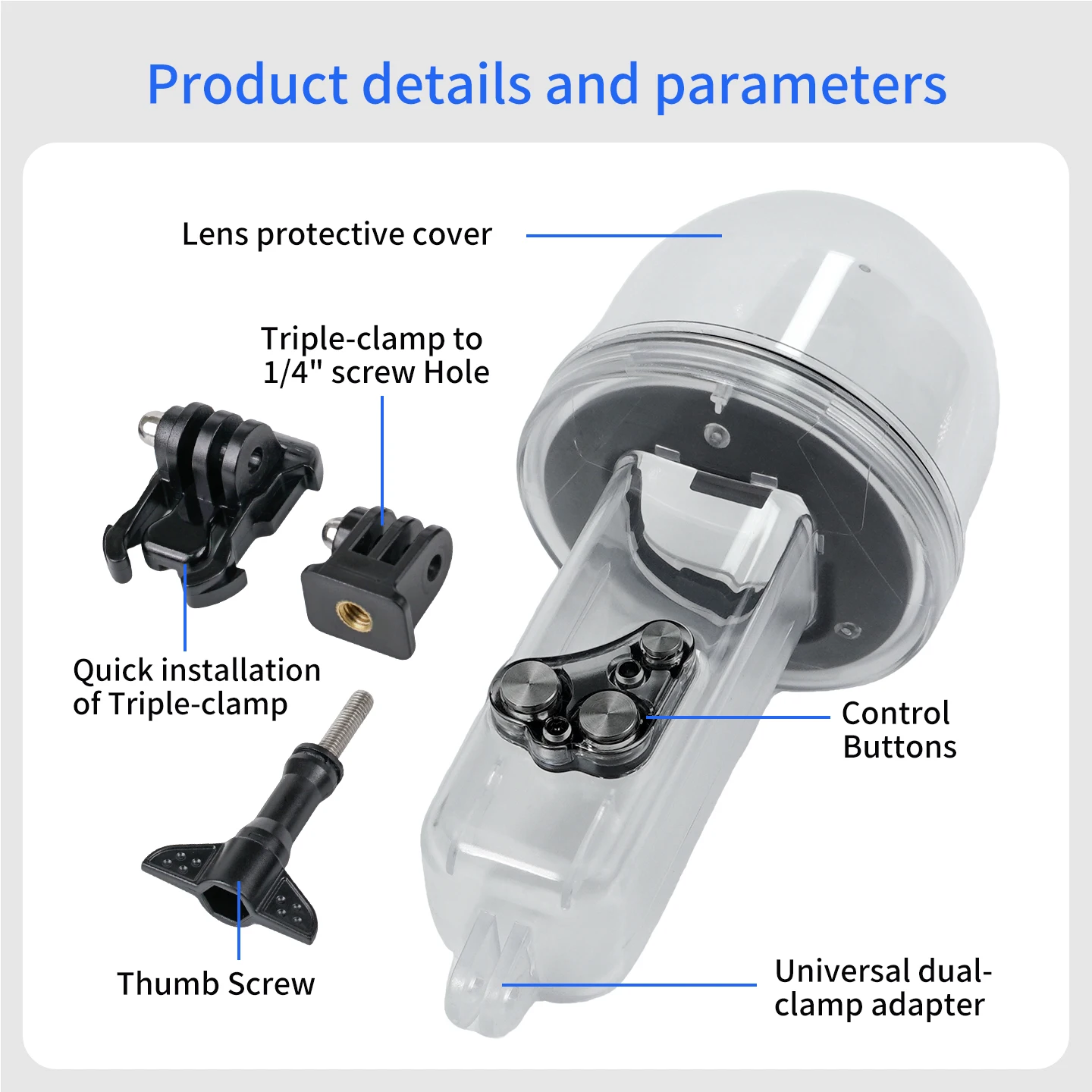 50m IPX8 Unterwassergehäuse für DJI Osmo Pocket 4P Kamera-Gimbal, hochtransparente, verzerrungsfreie Linsenabdeckung, beschlagfrei, kratzfest – Detail 14