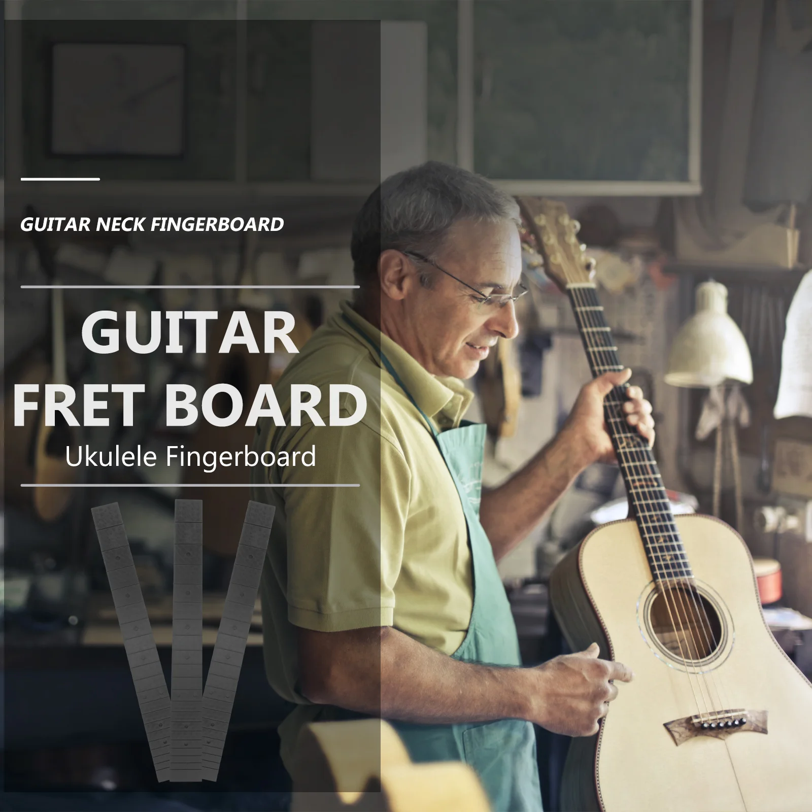 

3Pcs Guitar Fingerboard Replacement Neck ABS Headless Design for Folk Guitar Ukulele Acoustic Parts Headless Neck