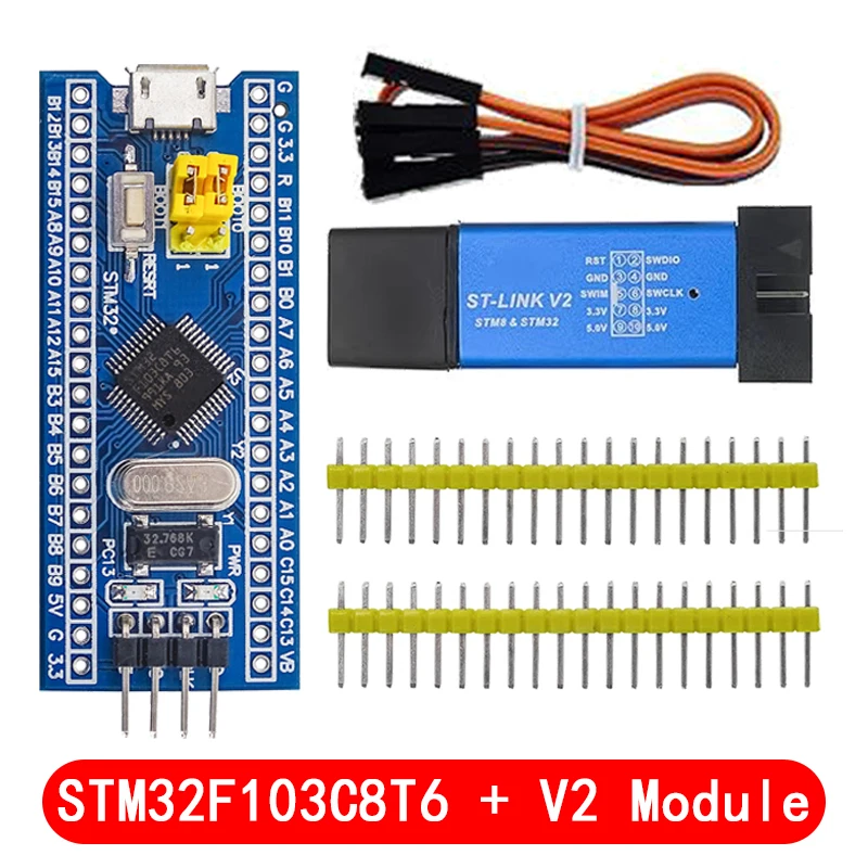 07 + 1 STM32F103C8T6 CH32F103C8T6 ARM STM32 Placa de Desenvolvimento de Sistema Minimal STM32F401 STM32F411 + ST-LINK V2 Download Programador
