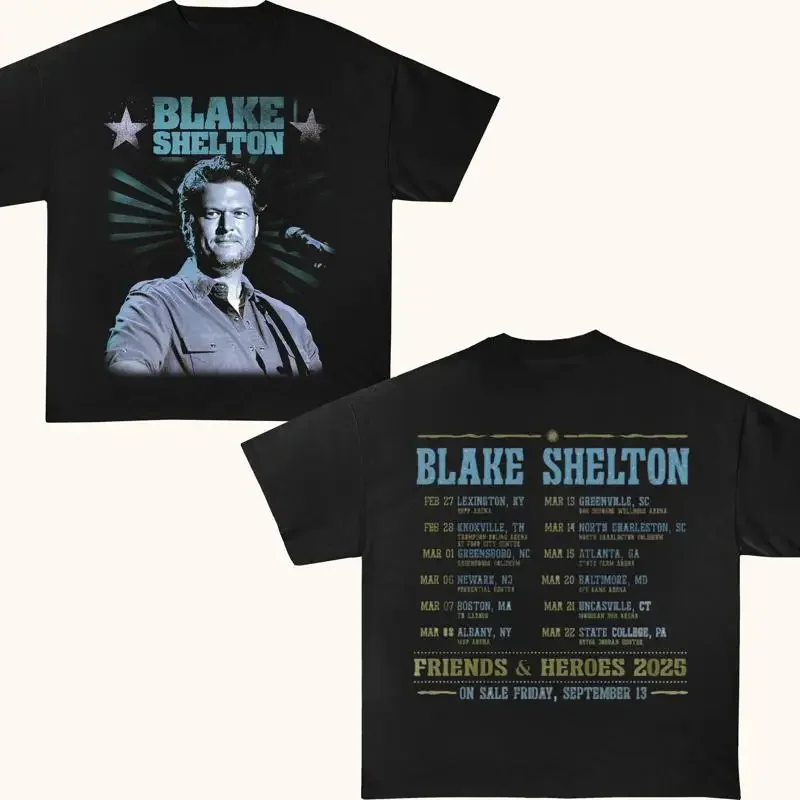 Blake Shelton Signature T Shirt Friends And Heroes Tour 2025 Fan Country Music