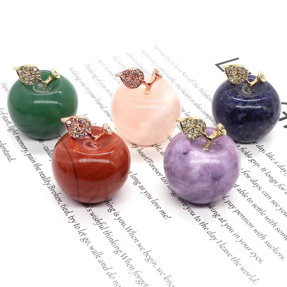 

Apple Statue Healing Crystal Home Decoration Gemstone Natural Stone Carved Figurine Room Ornament Christmas Gift Wholesale 35mm