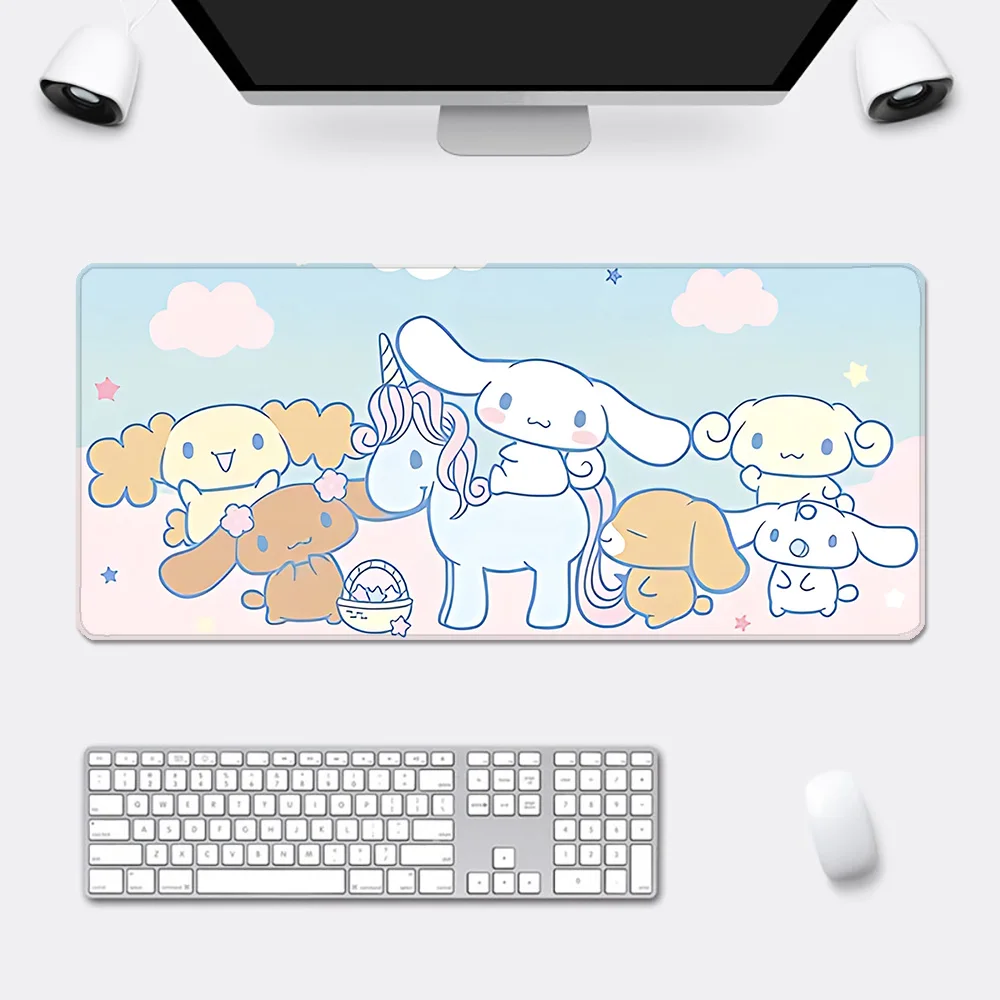 Sanrios Cute Cinnamorolls Mousepad HD Printing Computer Gamers Locking Edge Non-slip Mouse Pad XXL90x40cm Keyboard PC Desk Pad