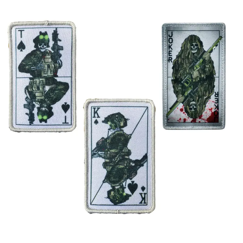 Joker Poker Tactical Patch Gili Clothing Skeleton Soldier  Hook and Loop Military Armband Sniper Backpack Stickers