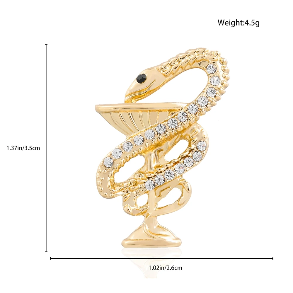 Hanreshe Bowl of Hygieia Medical Brooch Pins Encrusted Crystal Snake Cup Cute Lapel Badge Jewelry for Women Girls Nurse