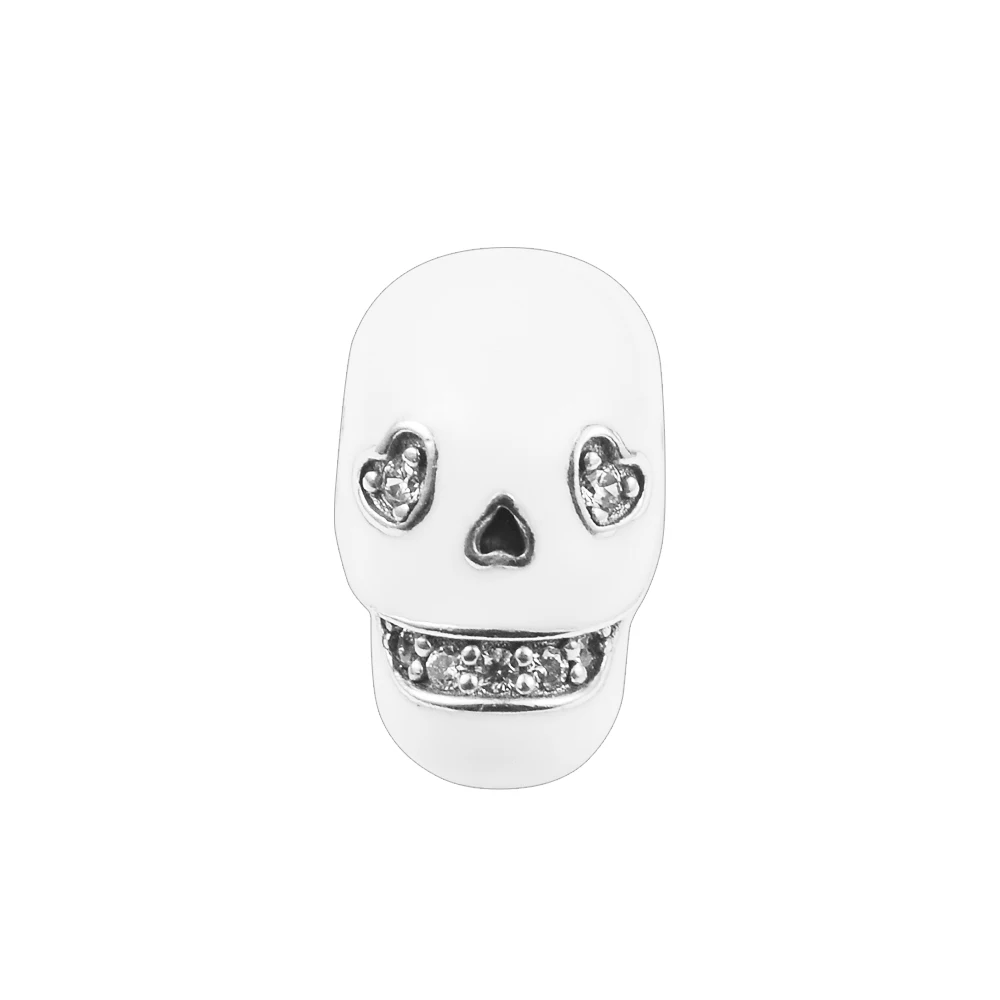 Glow-in-the-dark Sparkling Skull Charm Christmas Crystals Beads For Jewelry Making Mother Kids 925 Sterling Silver Accessories