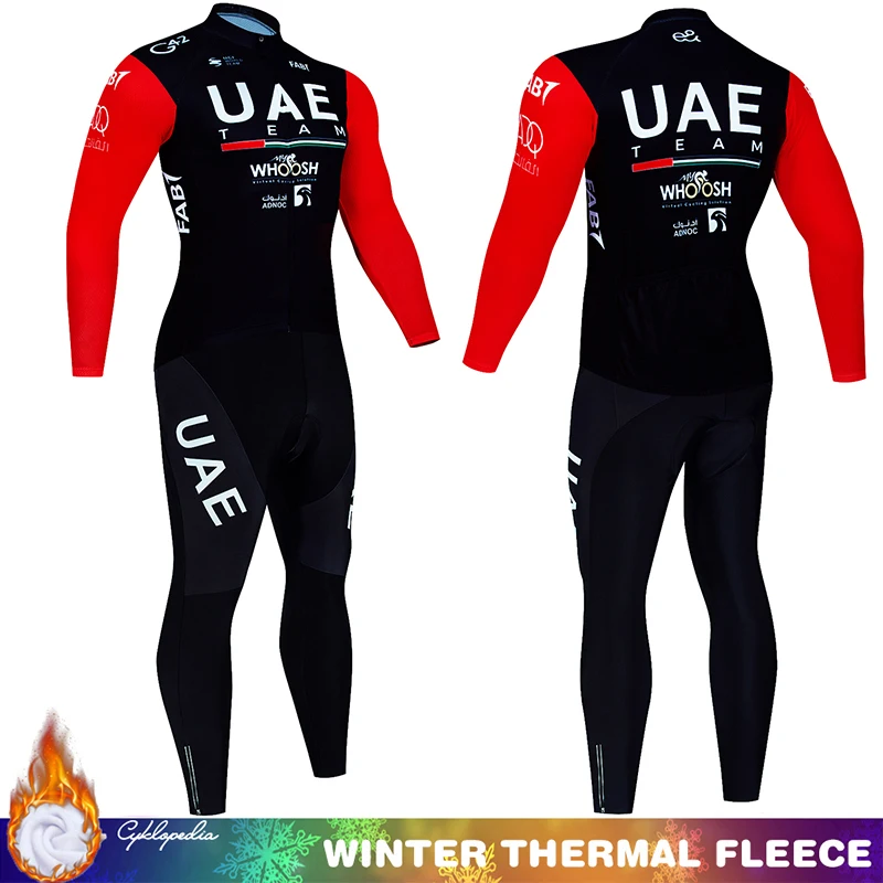 UAE Jersey Cycling Pants Man Clothes Mtb Men's Winter Thermal Fleece Uniform Gel Team Bike Clothing Blouse Shirt Road Sports Set