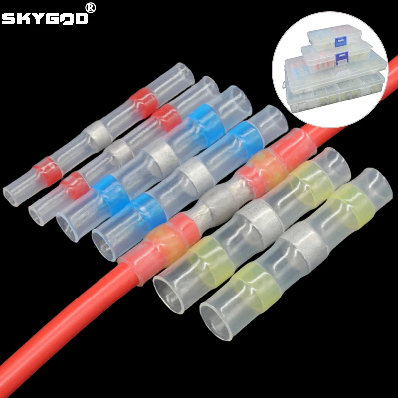 

10 ~ 500pcs Solder Seal Wire Connectors Kit 3:1 Heat Shrink Butt Crimp Terminals Waterproof Electrical Cable Splice Connector