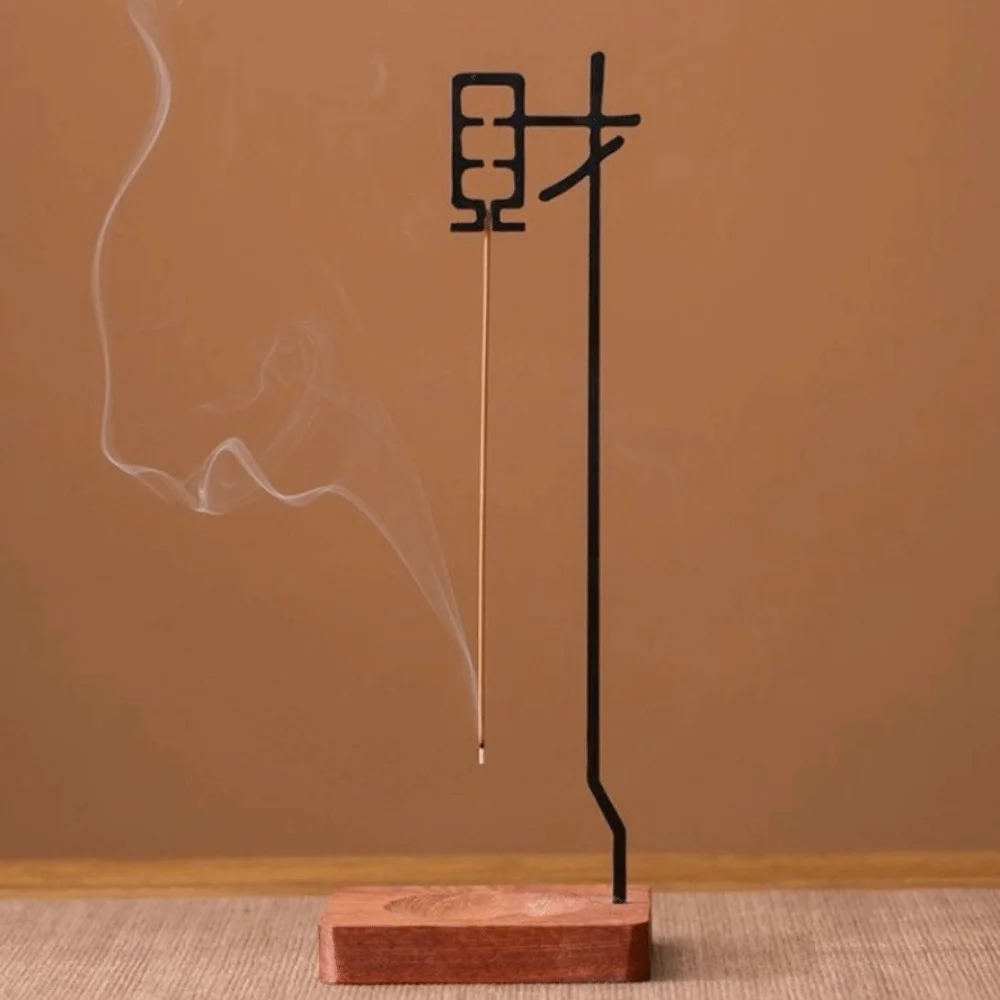 Zen Chinese Style Wooden Incense Burner Chinese Characters Upside Down Shape Tabletop Incense Base Sleep Aid Wooden