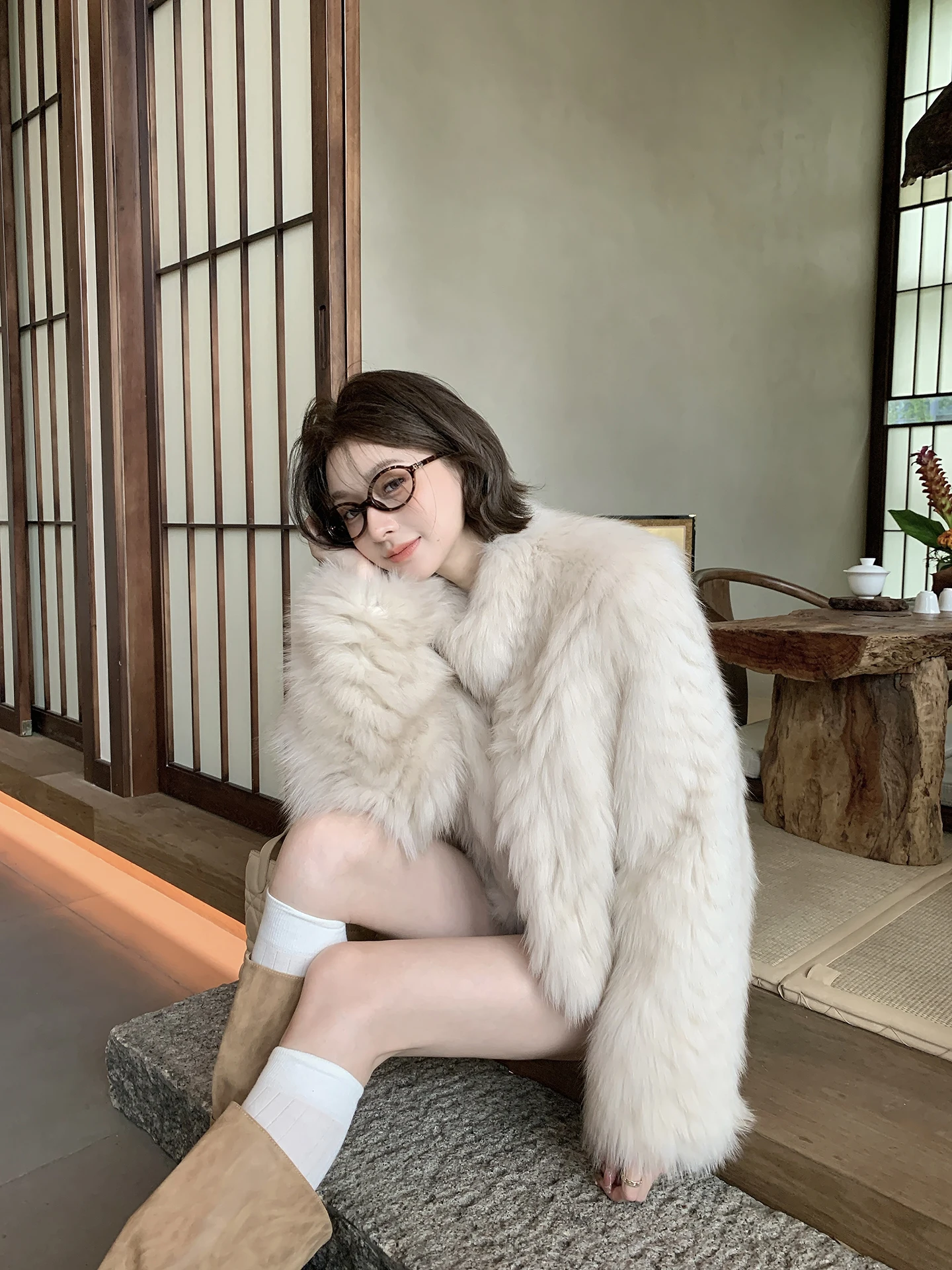 

French Sle Fur Coat ort Korean Version Stand Collar Women's Outerwear Breathable Comfortable Warm And Wear Resistant