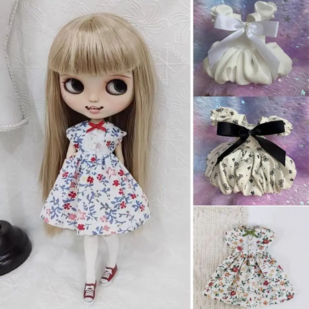 ชุดเดรสลายดอกไม้สไตล์เจ้าหญิงแฟชั่น พร้อมอุปกรณ์ตกแต่งน่ารัก กระโปรงดอกตูม ชุดตุ๊กตาขนาดเล็ก สำหรับตุ๊กตา azone ob22/24/27