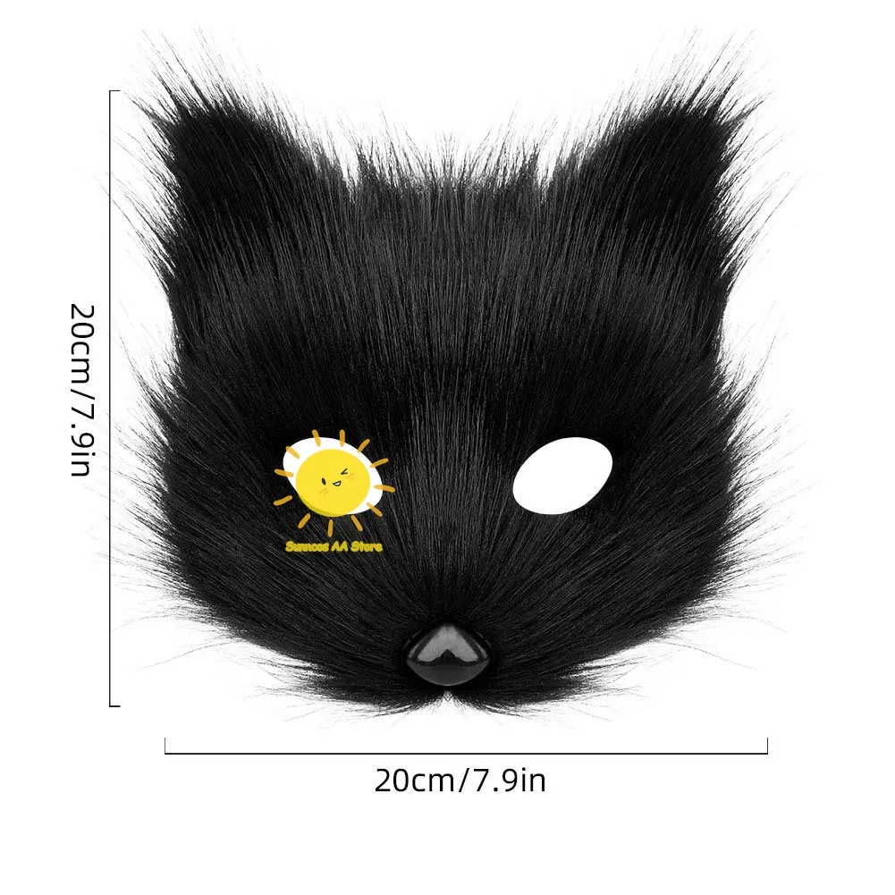 Halloween Half Face Plush Mask Artificial Fox Mask Supplies Horror Cosplay Props Carnival Cos Unisex Colorful Fox Mask for Gifts