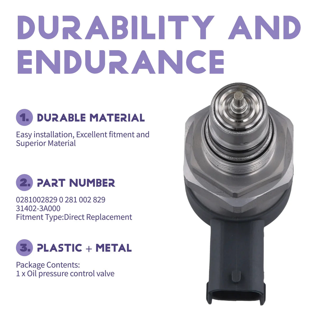 

Durable Common Rail Pressure Control Valve Regulator For Dodge Jeep Hyundai KIA 0281002829 31402-3A000 excellent quality