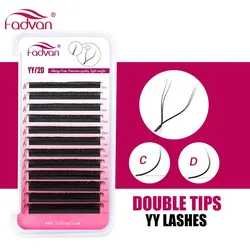 FADVAN Double Tips Black YY Shape Lashes Premade Volume Fan Extension Lash C/D Curl 0.07 Natural Soft Brazilian Eyelash