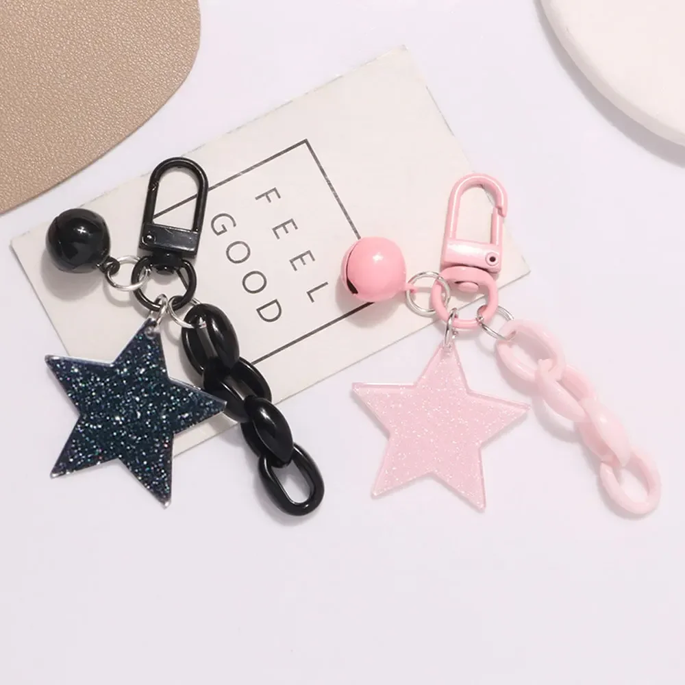 

1Pc Fashion Glitter Stars Acrylic Keychain Bell Pendant Keyring for Girls Backpack Charm Headphone Case Accessorie Creative Gift