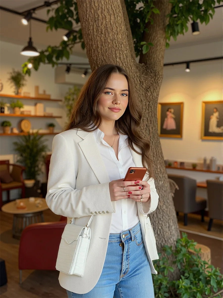 سترة نسائية سوداء بياقة مقلوبة ومظهر ربط من Fahison Fat خاصة ساحرة وشخصية رقيقة مائلة ومضادة للبيلينغ