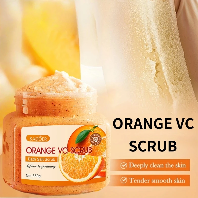 350g Fresh Orange Vc Exfoliating Scrub, with Gentle and Fine Exfoliating Particles, Cleanses the Skin, Removes Dirt and Oil, Improves Rough Skin Texture, Makes Skin Smooth, Delicate, and Radiant, Suitable for All Skin Types