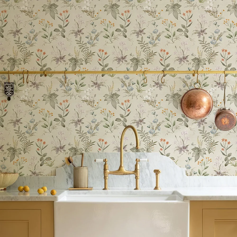 Floral Vinyl Wallpaper Morden Waterproof PVC Wall Sticker Flower Cabinet Sticker For Furniture