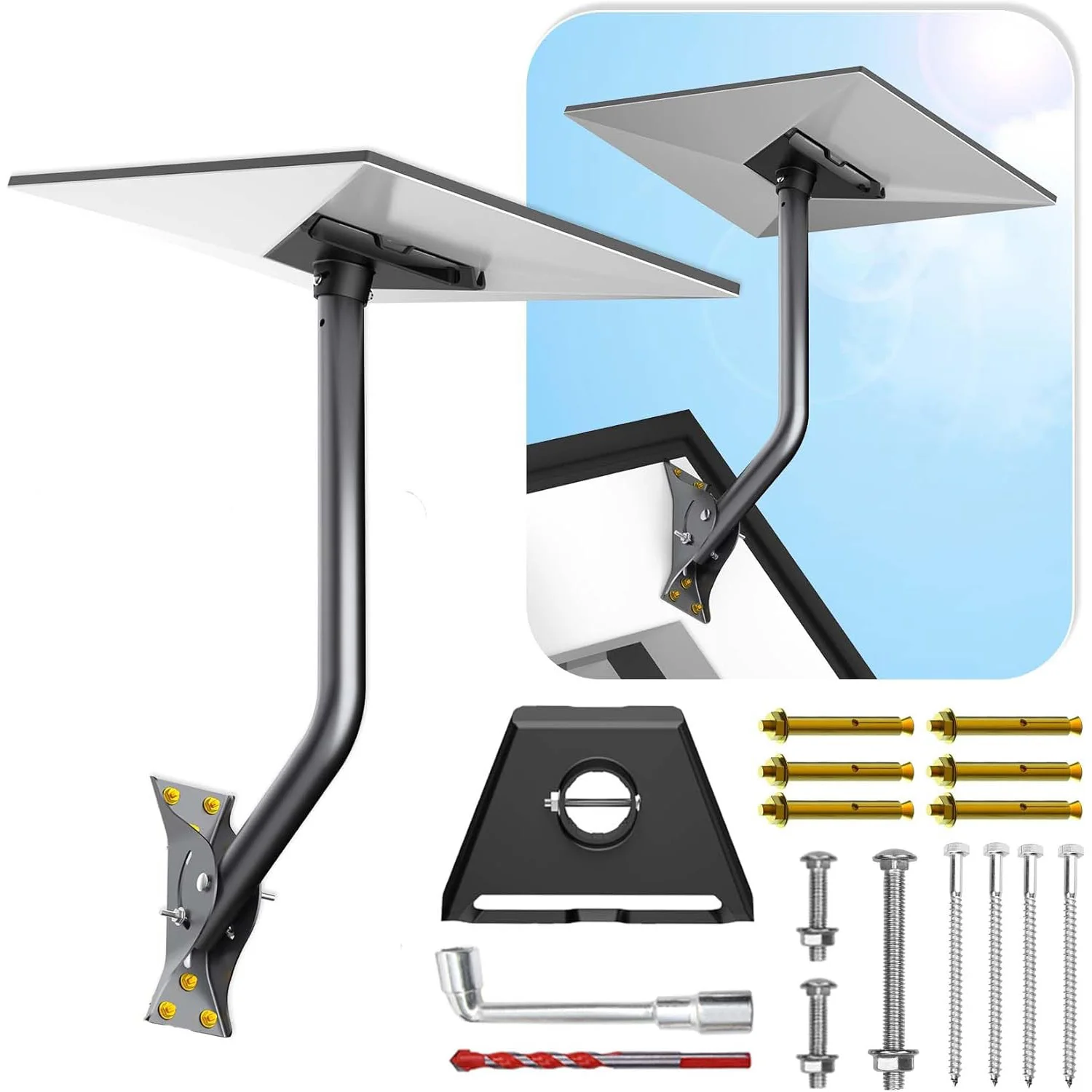 25 Inch Adjustable Wall Roof Mount Compatible with Starlink Standard 4 4X V3, Pipe Adapter Included