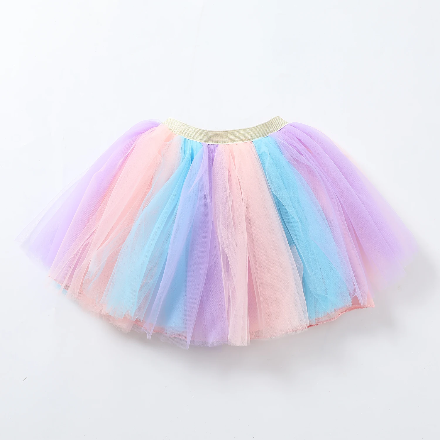 The new children\'s pongee skirt mesh pleated princess skirt can be wholesale Europe and the United States rainbow skirt