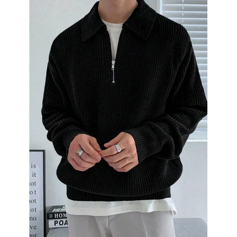 

Half Zip Knit Sweater U 28026 Cross Border Men's Spring Fashion Knitted Sweater with Embroidery Not Easy to Deform