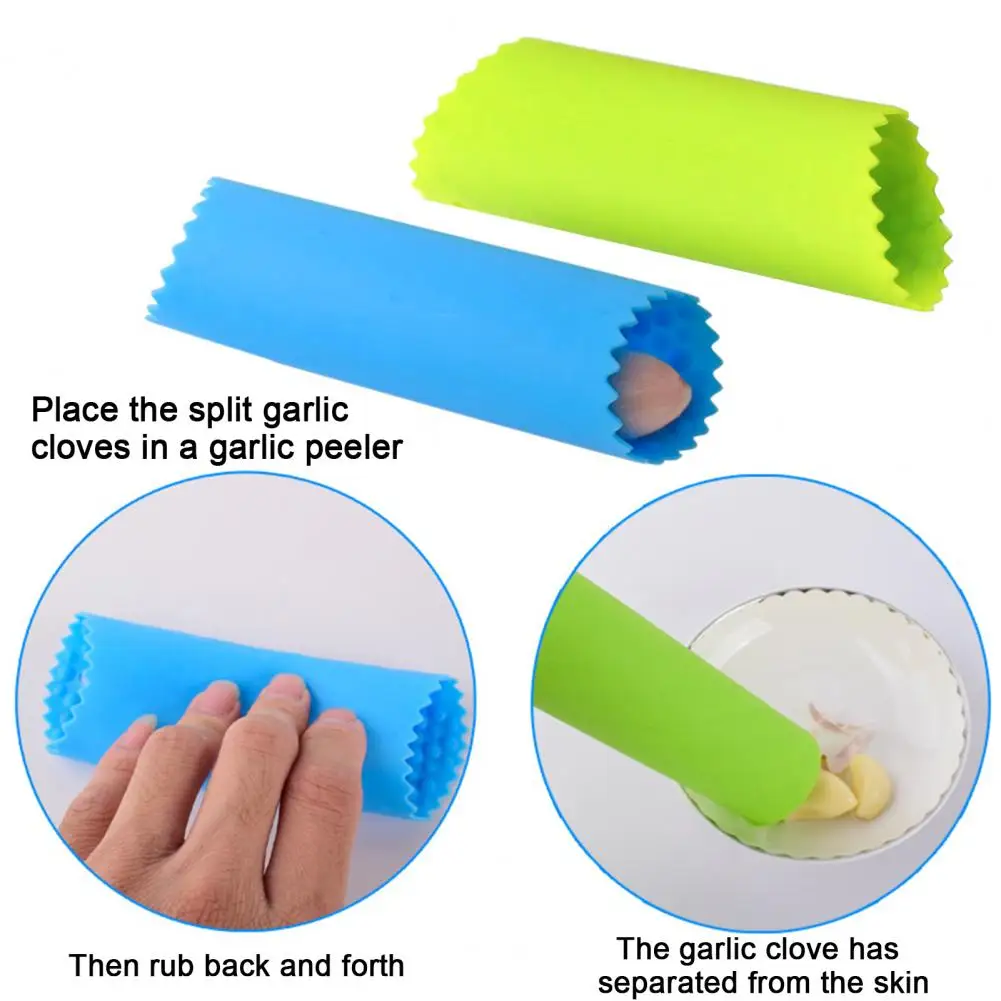 2Pcs Manual Garlic Peeler Silicone Tube Roller Garlic Peeling Skin Remover Roller Hanging Hole Kitchen Cooking Accessory