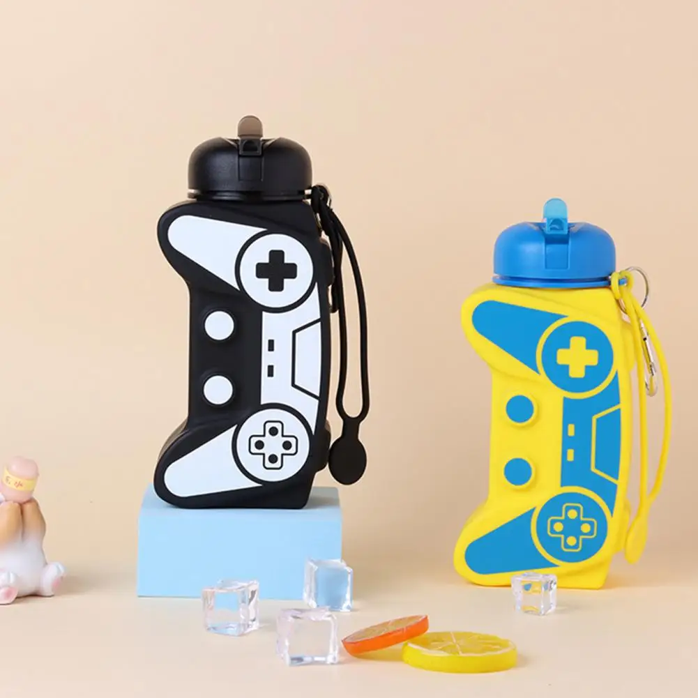 

600ML Silicone Sport Bottle Foldable Game Console Shape Travel School Kids Students Water Bottle With Wrist Strap Water Bottle