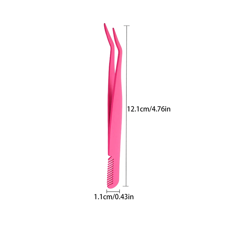 산업용 정밀 눈썹 핀셋, 빗 포함, 스테인리스 스틸 속눈썹, 트위저 속눈썹, 익스텐션 용품, 메이크업 도구, 1PC