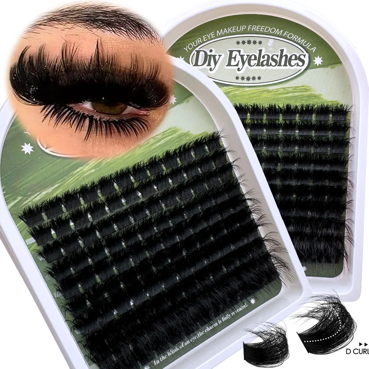 Cachos de Cílios Volumosos 200D-50D, Extensões de Cílios em Cacho Espesso, Cílios Individuais, Cachos de Cílios de Mink Curvatura D 8MM-16MM Dramático