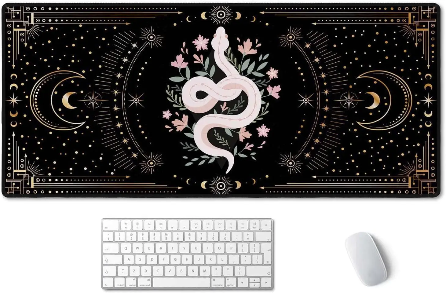 Bohemian Snake Witch Large Mousepad, Women's Waterproof Anti-Slip Gaming Keyboard Pad XL Laptop Protective mat for School Office