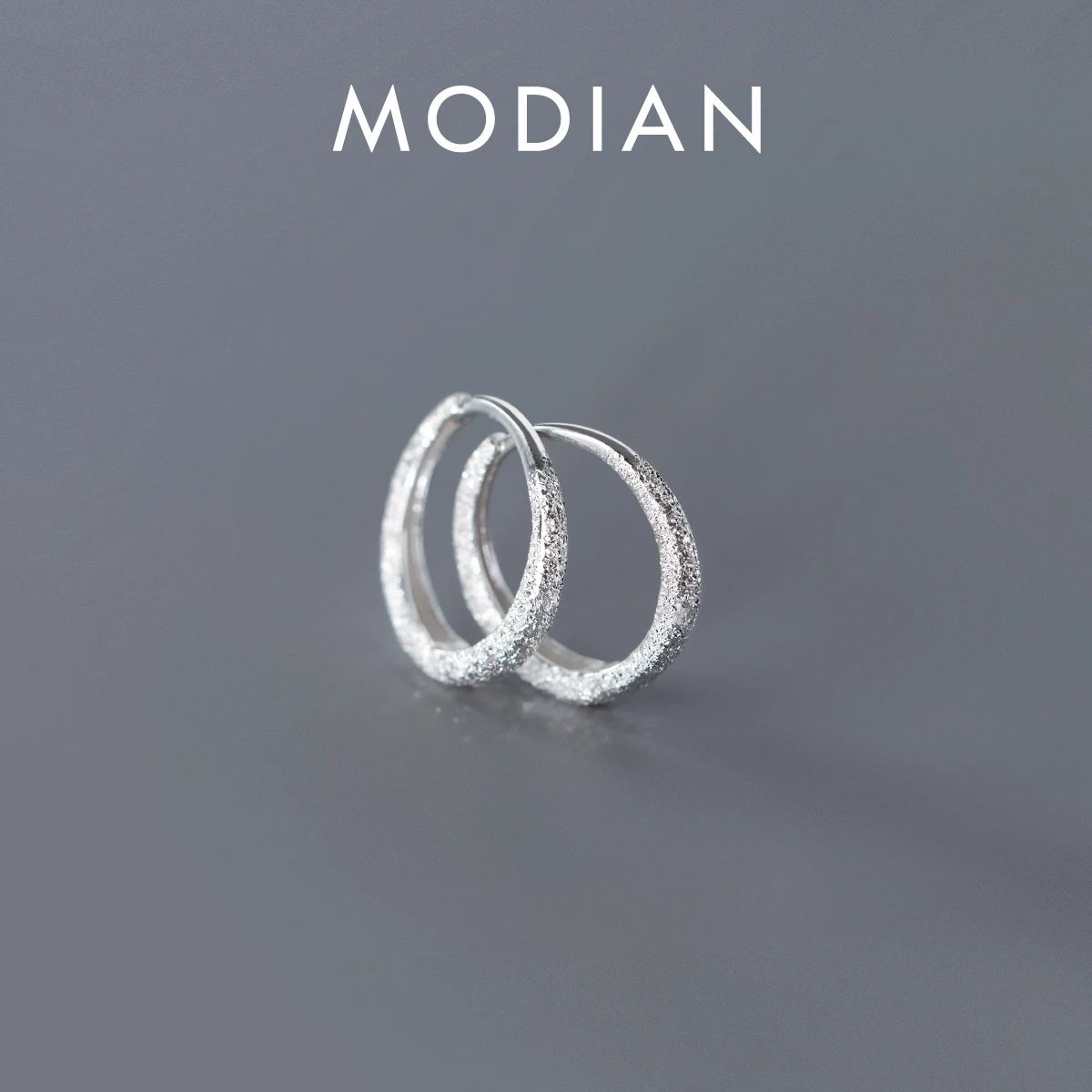 Modian 100% 925 Sterling Silver oryginalny prosty matowy koło Hoop kolczyki klamry dla minimalizmu kobiety w porządku damska biżuteria