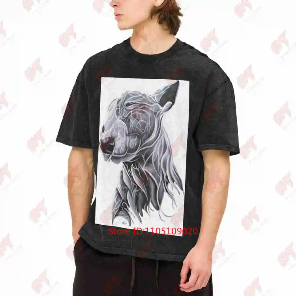 Bull Terrier Fractal Art Vintage Washed Tee Pure Cotton T-Shirt