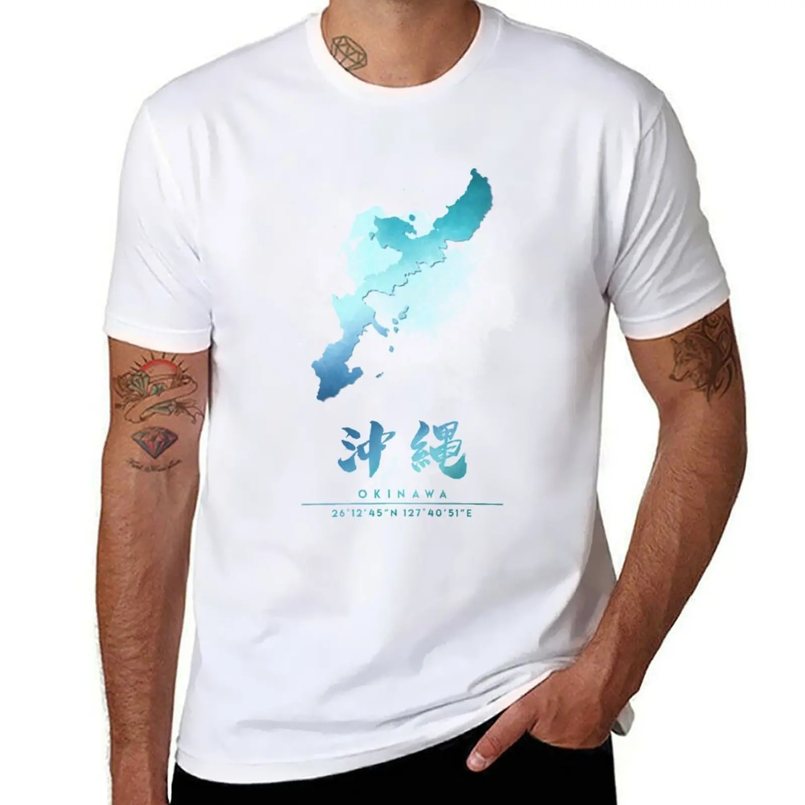 

Okinawa Japan Watercolor Map Art T-Shirt g man t shirts for men man tshirt T-Shirt