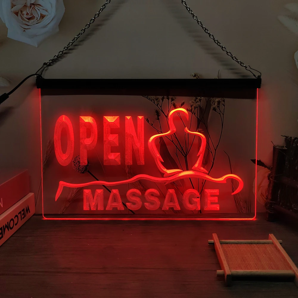 OPEN Massage Body Foot Shop Ads LED Neon Sign-3D Carving Wall Art for Home,Room,Bedroom,Office,Farmhouse Decor