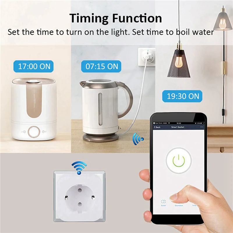 

A92Z 4X Tuya Smart Wi-Fi Plug EU 20A Смарт-розетка с мониторингом мощности Энергосберегающий пульт дистанционного управления Smart Life EU Plug